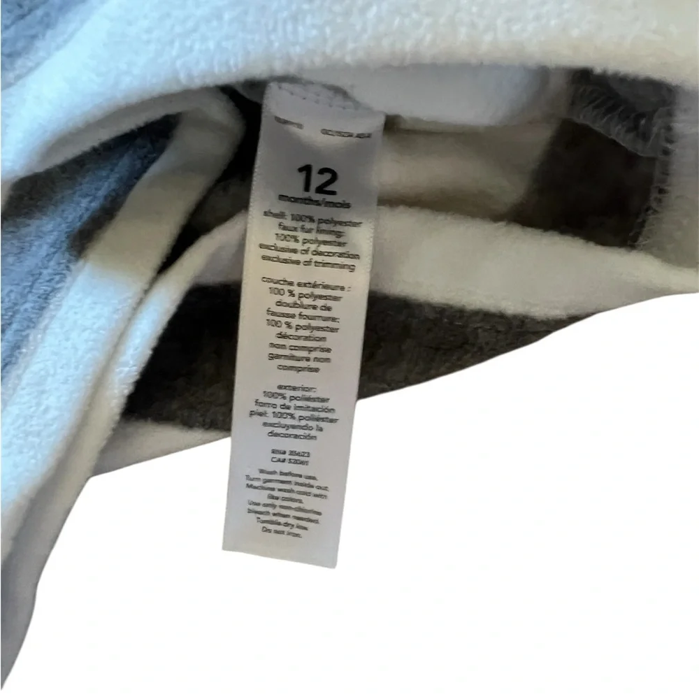 Carter’s Baby Boy Grey and White Striped Pullover Fleece | 12M